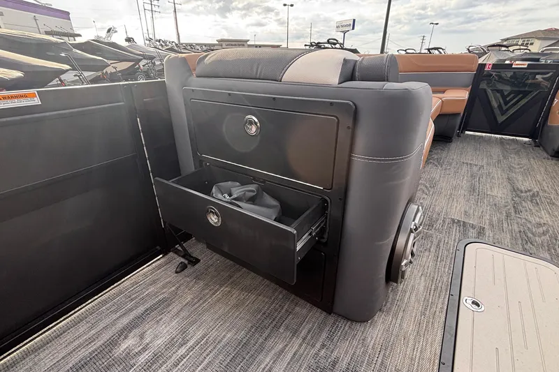 Slide: The Image of 2026 Viaggio Diamante U 26 boat interior with open storage drawer. - 32