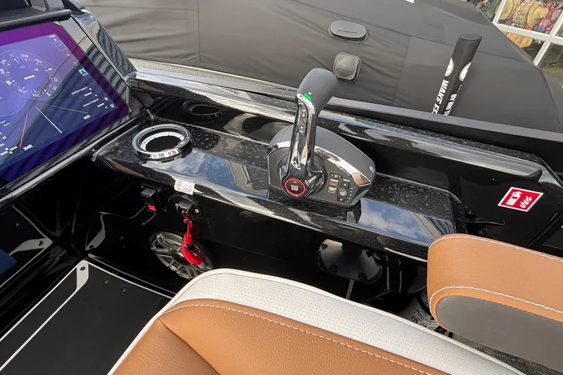 Slide: The Image of Control panel of 2026 Viaggio Diamante U 26 boat with throttle and display screen. - 35
