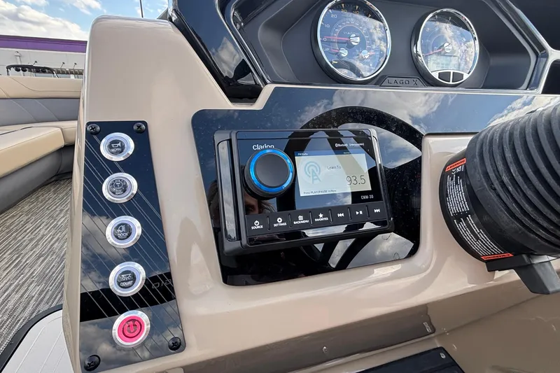 Slide: The Image of Dashboard of 2026 Viaggio Lago X24U boat with modern controls and gauges. - 20