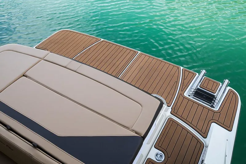 Slide: The Image of Manufacturer Provided Image: 2019 Sea Ray SPX 210 boat swim platform with teak flooring. - 18