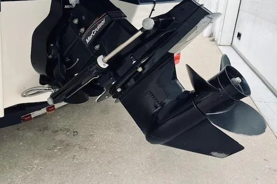 Slide: The Image of 2019 Sea Ray SPX 210 boat with MerCruiser outboard motor, close-up view. - 4