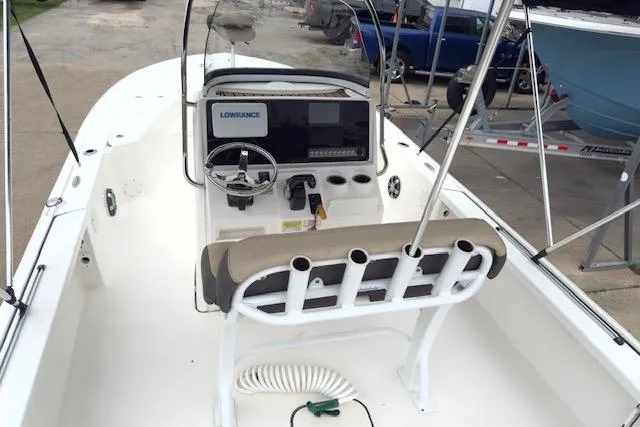 Slide: The Image of 2019 Tidewater 2410 Bay Max boat interior with console and seating. - 4
