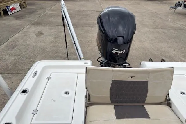 Slide: The Image of 2019 Tidewater 2410 Bay Max boat with Yamaha 250 engine, rear seating view. - 7