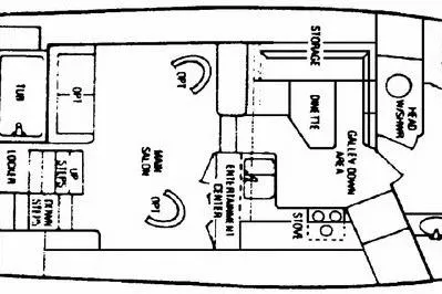 Slide: The Image of 1985 Chris-Craft 426 Catalina floor plan layout. - 44