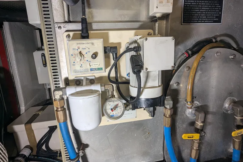 Slide: The Image of Engine room system controls of a 2005 Kadey-Krogen Pilothouse yacht. - 146