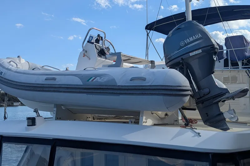 Slide: The Image of 2005 Kadey-Krogen Pilothouse with AB inflatable boat and Yamaha outboard motor. - 6