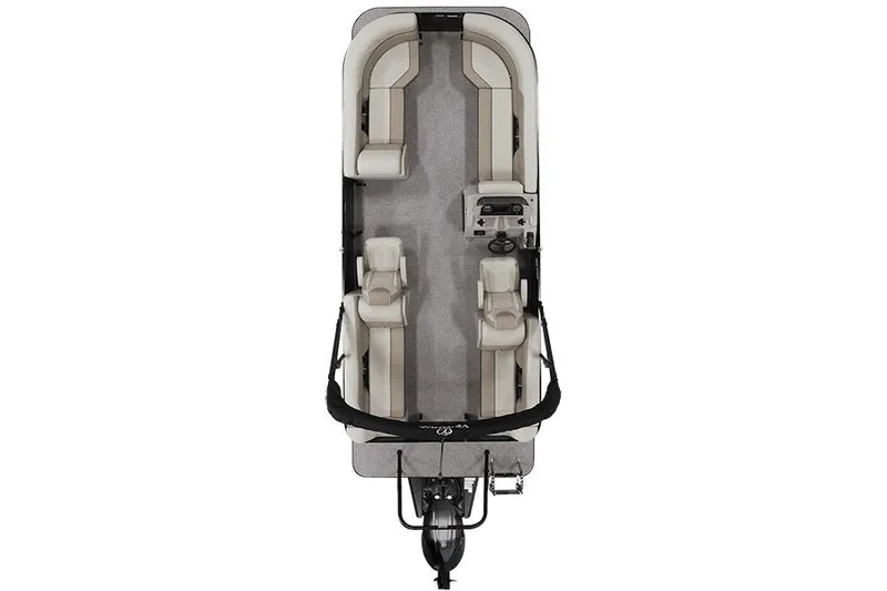Slide: The Image of 2026 Veranda Vista22RC pontoon boat, top view, showcasing spacious seating and modern design. - 2
