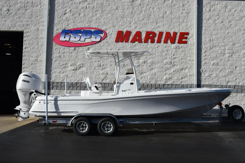 The Image of 2026 BlackJack 256 Coastal boat on trailer at GSPS Marine dealership. - 1