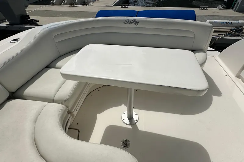 Slide: The Image of Luxury seating area on a 2008 Sea Ray 340 Sundancer boat. - 23