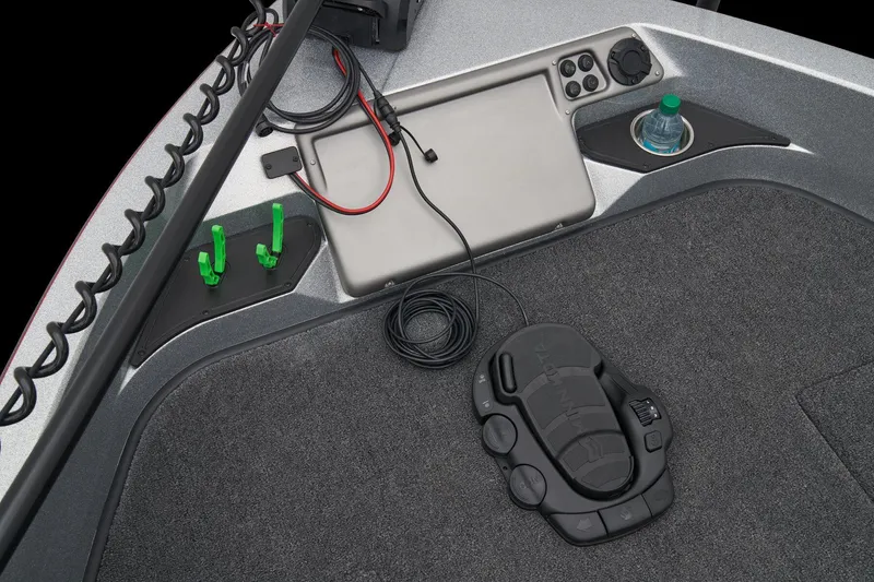 Slide: The Image of Manufacturer Provided Image: 2026 Ranger 1880MS boat deck with control panel, foot pedal, and cup holder. - 18
