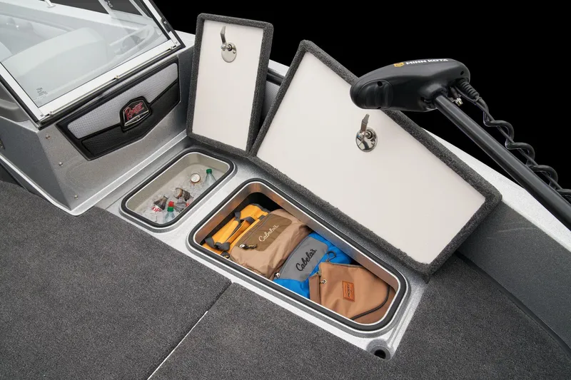 Slide: The Image of Manufacturer Provided Image: Ranger 1880MS 2026 boat storage compartments with gear and accessories, featuring organized layout. - 23