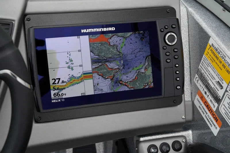 Slide: The Image of Manufacturer Provided Image: Humminbird fish finder display on 2026 Ranger 1880MS boat dashboard. - 35