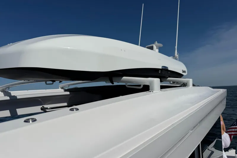 Slide: The Image of 2023 Axopar 37 XC Cross Cabin roof detail with mounted equipment. - 5