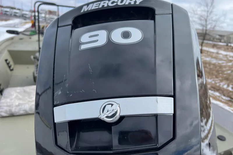 Slide: The Image of Mercury 90 HP outboard motor on Tracker Grizzly 1860 CC boat. - 5