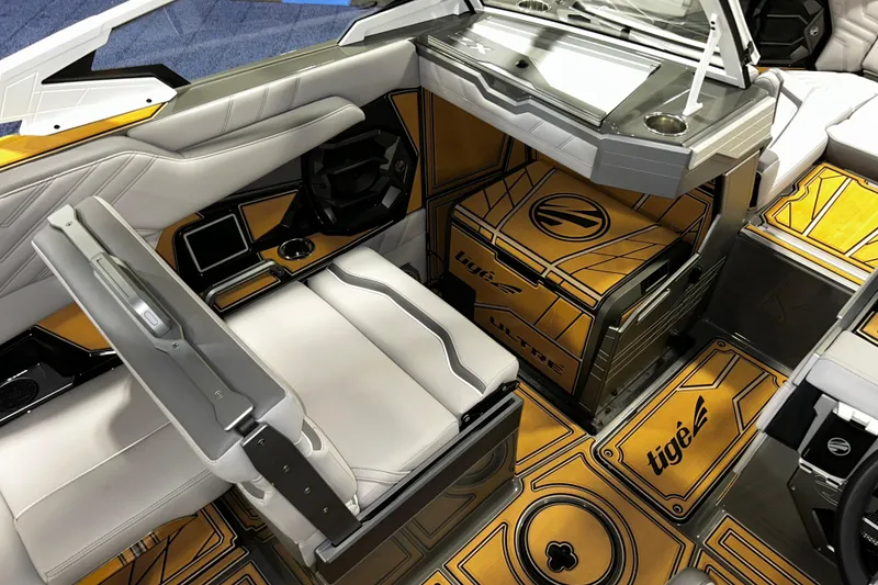 Slide: The Image of 2026 Tigé Ultré 23ZX boat interior with luxurious seating and modern design elements. - 5