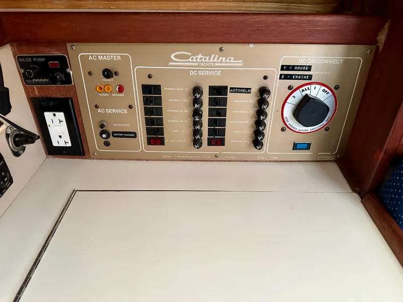 Slide: The Image of Control panel of a 1987 Catalina 34 yacht. - 25