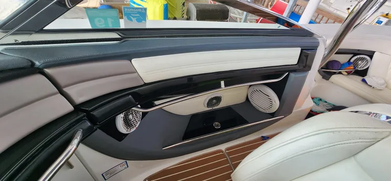 Slide: The Image of Interior of a 2007 Cobalt 343 boat with sleek design and modern features. - 17