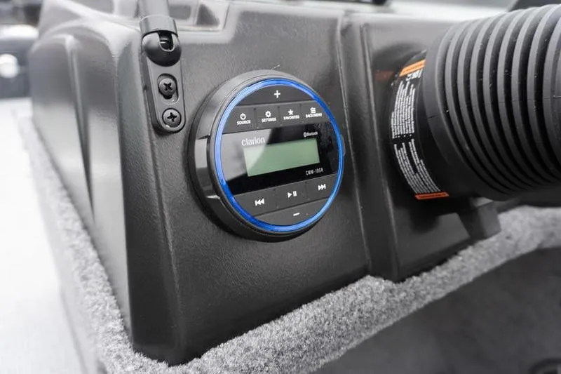 Slide: The Image of Control panel of 2026 G3 Angler V1750 SF boat with Clarion audio system. - 14