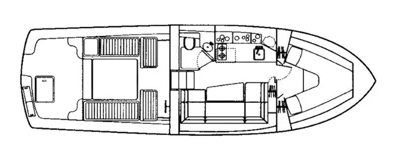 Slide: The Image of Floor plan of the 2000 Mainship Pilot 34 boat. - 16