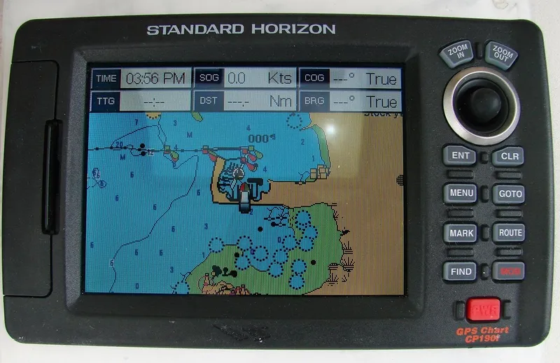 Slide: The Image of Standard Horizon GPS chart plotter on Mainship Pilot 34, year 2000. - 32