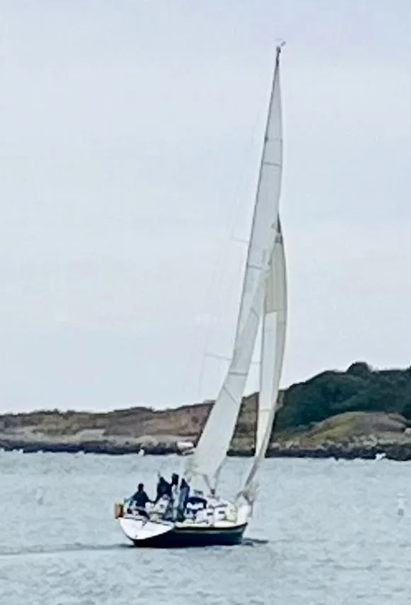 Slide: The Image of 1982 Schock NY 36 sailboat on the water. - 3