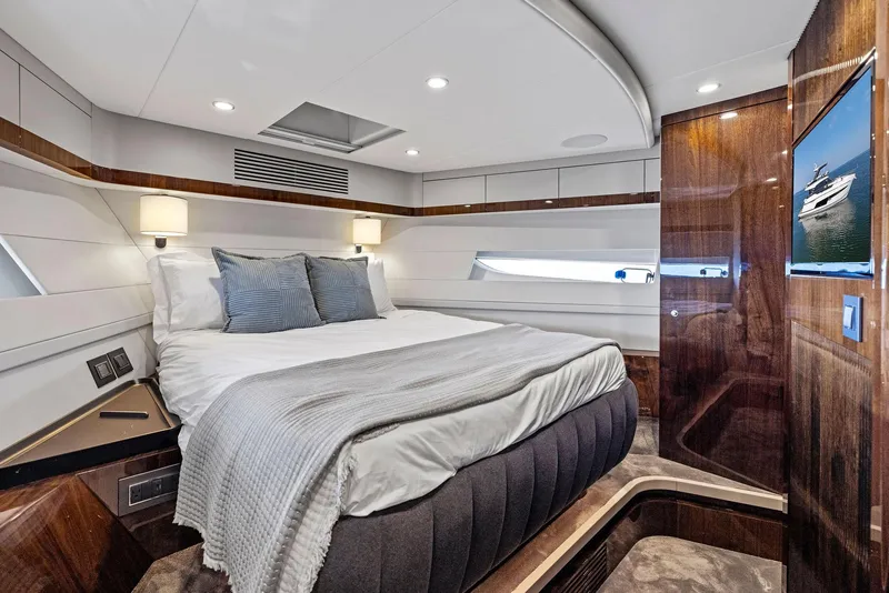Slide: The Image of Luxurious bedroom interior of 2024 Fairline Squadron 68 yacht with elegant design. - 28