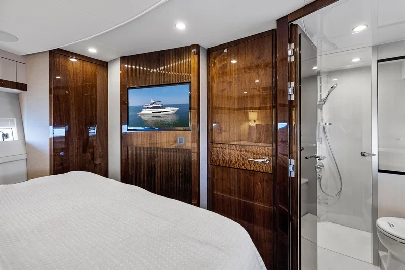 Slide: The Image of Luxurious cabin interior of 2024 Fairline Squadron 68 yacht with modern amenities. - 29