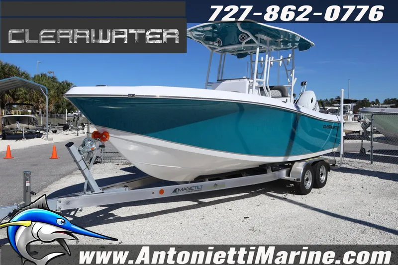 The Image of 2026 Clearwater 2300 boat on trailer at Antonietti Marine dealership. - 13