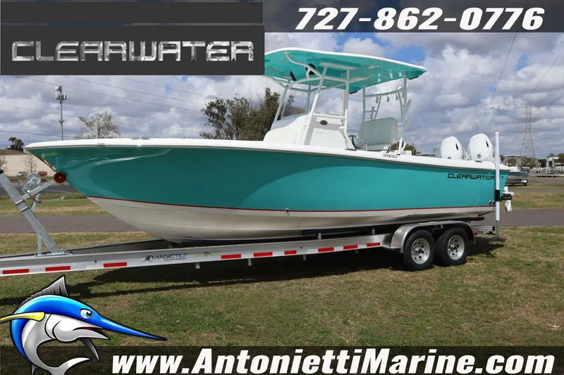 The Image of 2026 Clearwater 2800 CC boat on trailer, displayed by Antonietti Marine. - 1