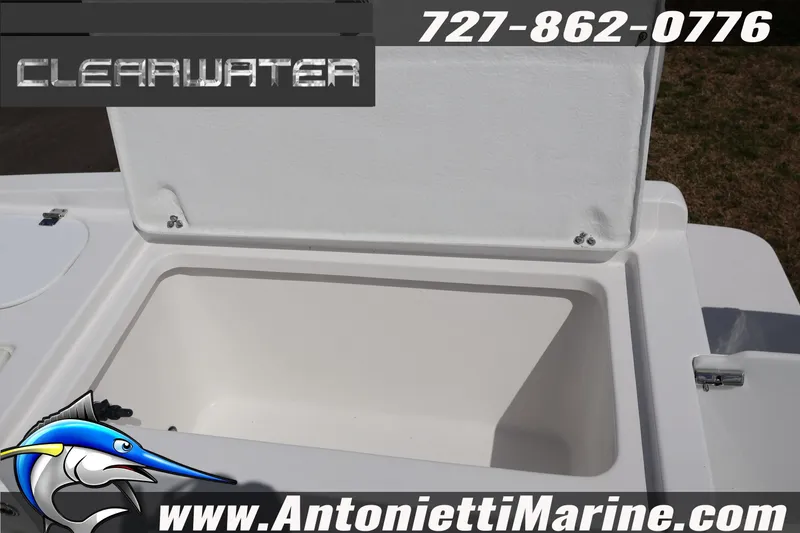Slide: The Image of Open storage compartment on 2026 Clearwater 2800 CC boat by Antonietti Marine. - 11