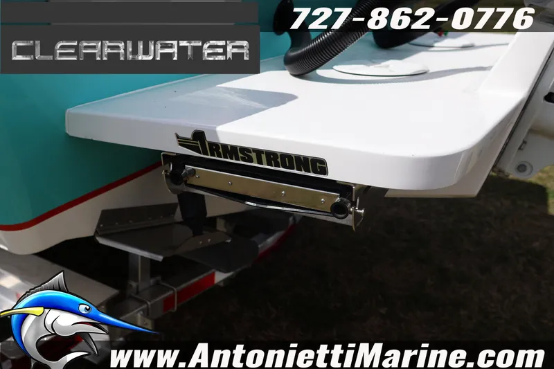 Slide: The Image of Clearwater 2800 CC boat detail with Armstrong bracket, 2026 model, Antonietti Marine branding. - 7