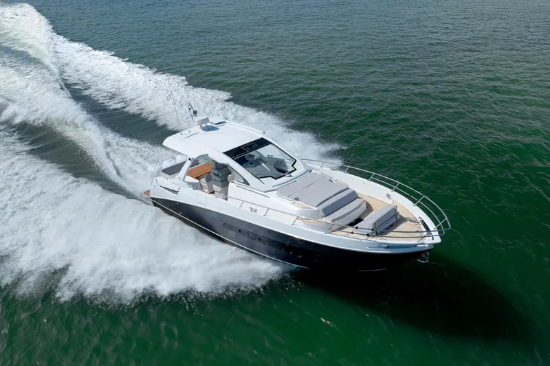 Slide: The Image of 2019 Azimut Verve 40 yacht cruising on open water, showcasing sleek design and performance. - 12