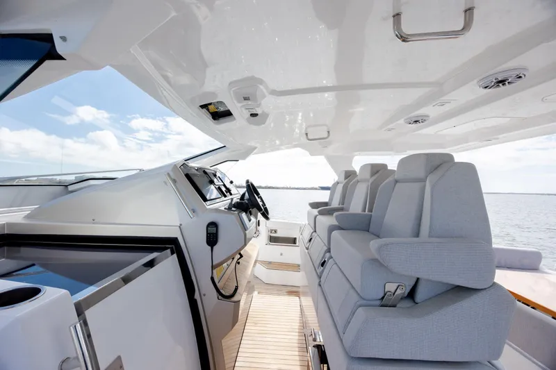 Slide: The Image of 2019 Azimut Verve 40 yacht interior with modern helm and seating. - 51