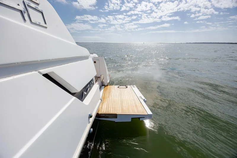Slide: The Image of 2019 Azimut Verve 40 yacht with wooden deck, cruising on a sunny day. - 59