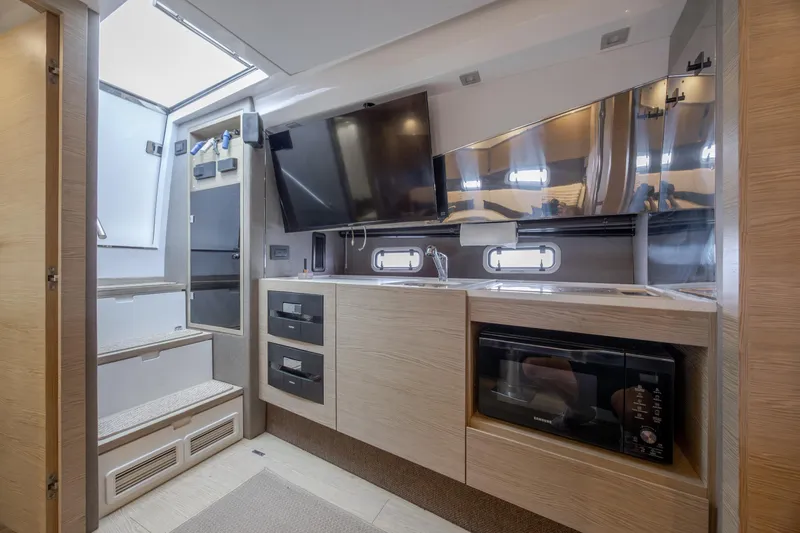 Slide: The Image of Luxurious interior of 2019 Azimut Verve 40 yacht with modern amenities and sleek design. - 65