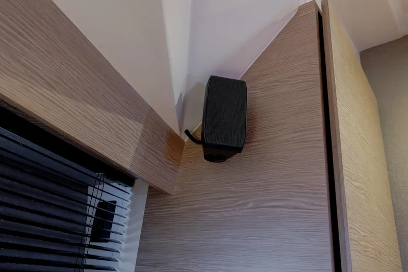 Slide: The Image of Speaker mounted on wooden panel inside 2019 Azimut Verve 40 yacht interior. - 75