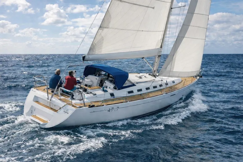 The Image of Sailing on a 2003 Beneteau First 47.7 yacht in open sea, under clear skies. - 0