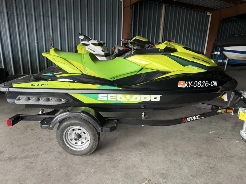 Slide: The Image of 2019 Sea-Doo GTI on trailer in storage facility. - 3