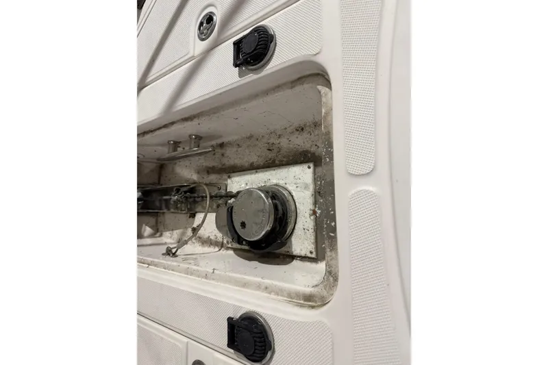 Slide: The Image of 2007 Regal Commodore 3760 IO boat deck detail with cleats and winch. - 36