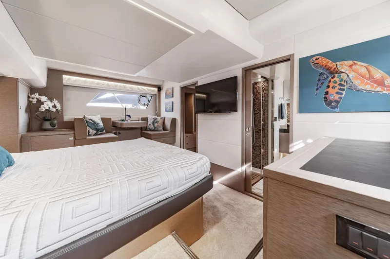 Slide: The Image of Luxurious interior of a 2018 Prestige 560 yacht. - 27