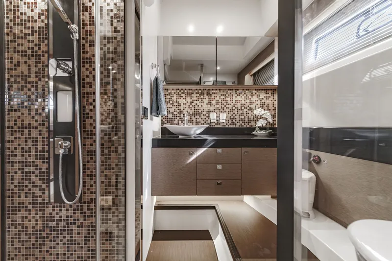 Slide: The Image of Luxurious bathroom in 2018 Prestige 560 yacht model. - 31