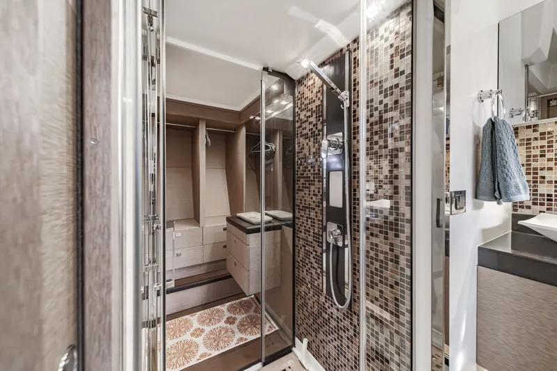 Slide: The Image of Luxurious bathroom on a 2018 Prestige 560 yacht. - 33