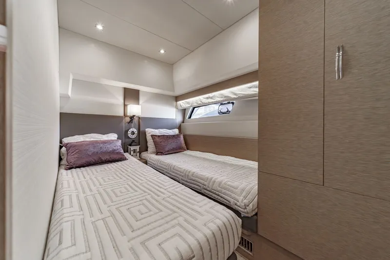 Slide: The Image of Luxurious cabin of the 2018 Prestige 560 yacht. - 39