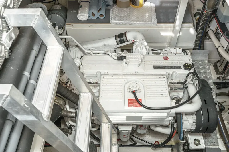 Slide: The Image of Engine room of a 2018 Prestige 560 with Cummins engine. - 42