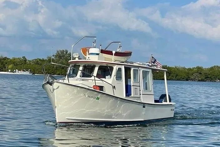The Image of 1999 Rosborough 246 boat cruising on calm water under a partly cloudy sky. - 0