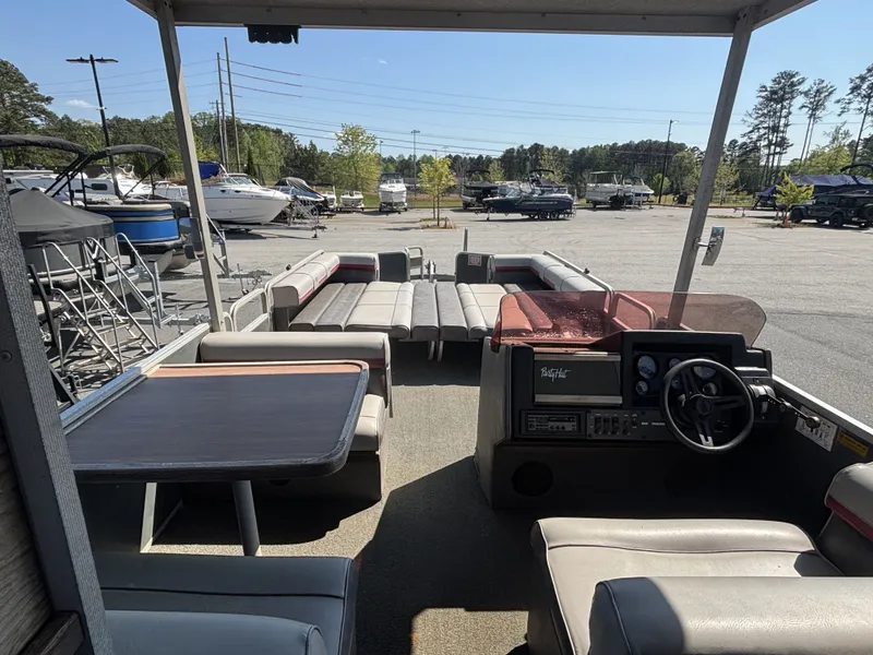 Slide: The Image of Interior view of a 1990 Sun Tracker Party Hut 28 pontoon boat. - 19