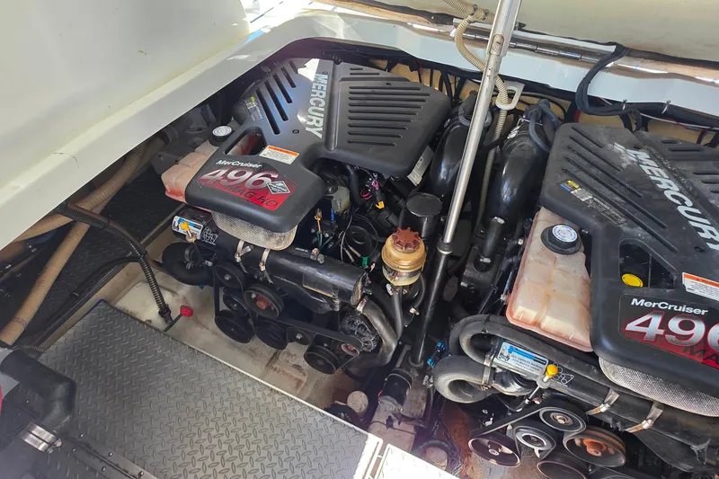 Slide: The Image of Engine compartment of a 2007 Formula 370 Super Sport with twin MerCruiser 496 MAG engines. - 45