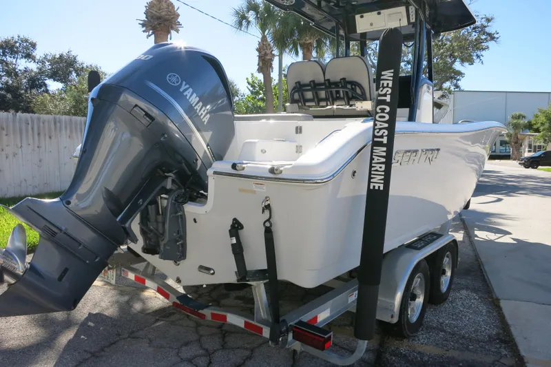 Slide: The Image of 2021 Sea Pro 239 Deep V CC boat with Yamaha engine on trailer. - 42