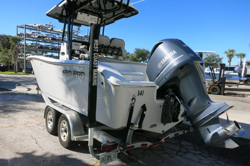 Slide: The Image of 2021 Sea Pro 239 Deep V CC boat with Yamaha engine on trailer. - 45