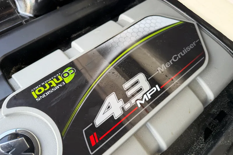 Slide: The Image of Close-up of a 2017 Monterey 196FS MerCruiser 4.3 MPI engine with emissions control technology. - 38